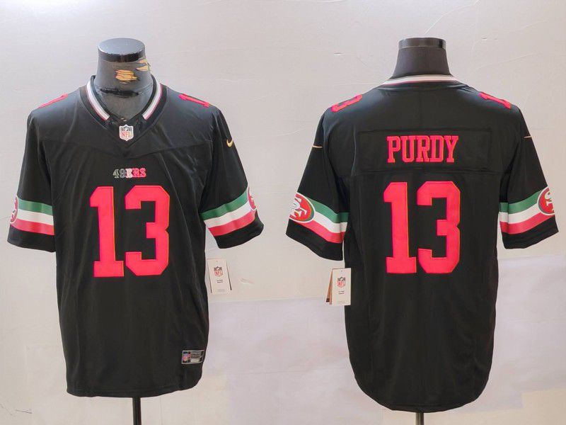 Men San Francisco 49ers #13 Purdy Black Mexico three generations 2024 Nike Vapor Limited NFL Jersey style 1->->